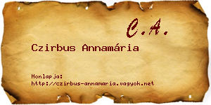 Czirbus Annamária névjegykártya